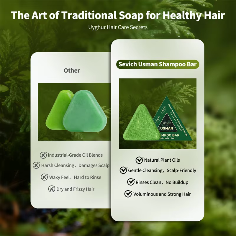 120g Usman herbe shampooing savon perte de cheveux traiter solide shampooing barre renforcer les racines des cheveux contrôle de l'huile croissance des cheveux soins des cheveux