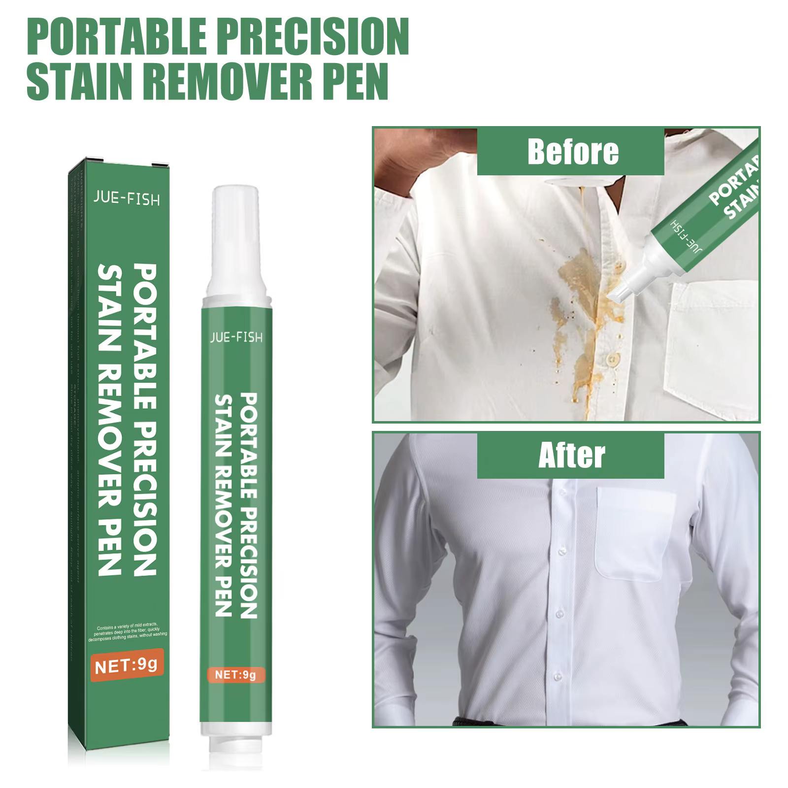 Stylo détachant portable, nettoyant pour vêtements sans rinçage pour les taches d'huile et les taches jaunes sur les vêtements