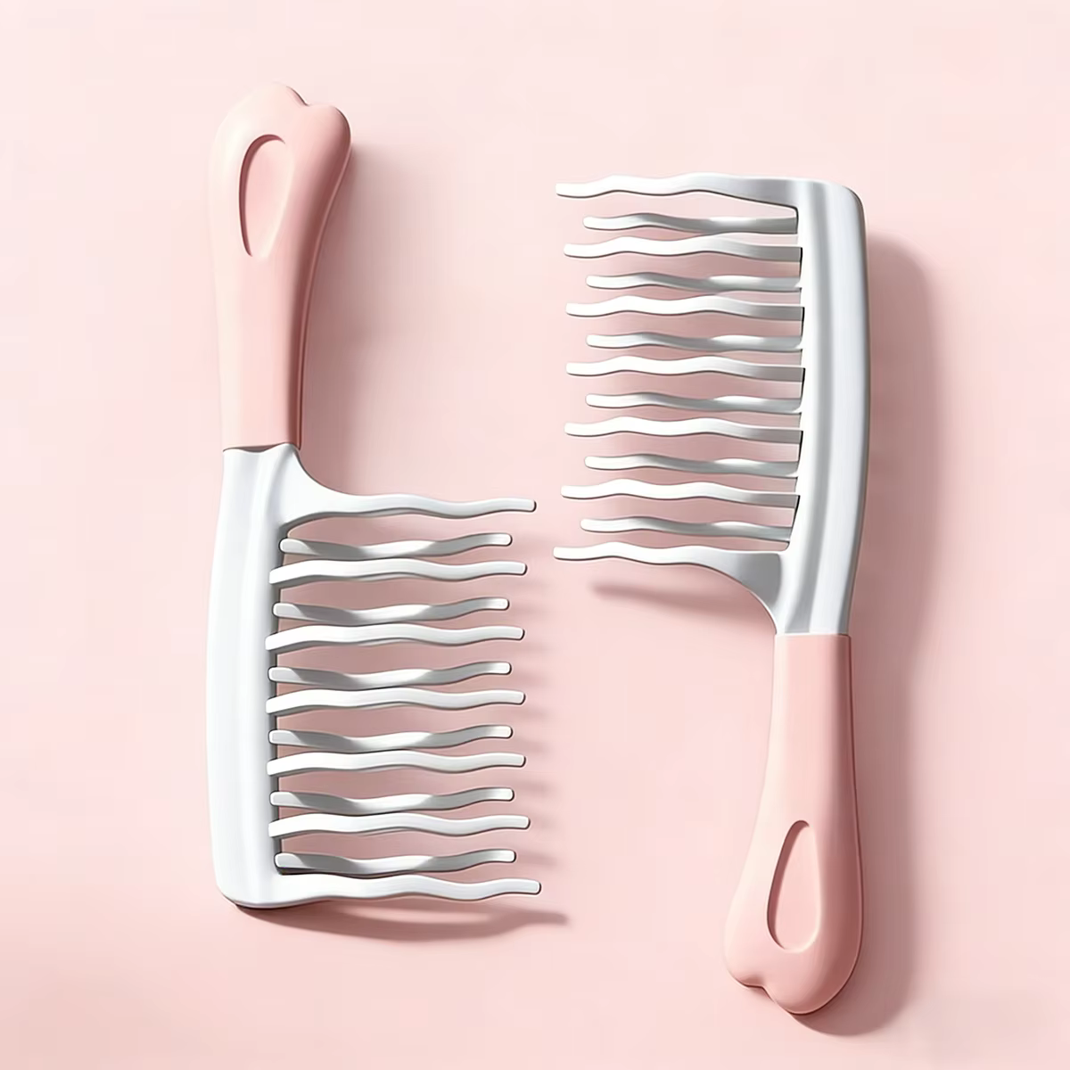 1 peigne à double rangée de dents ondulées pour cheveux bouclés