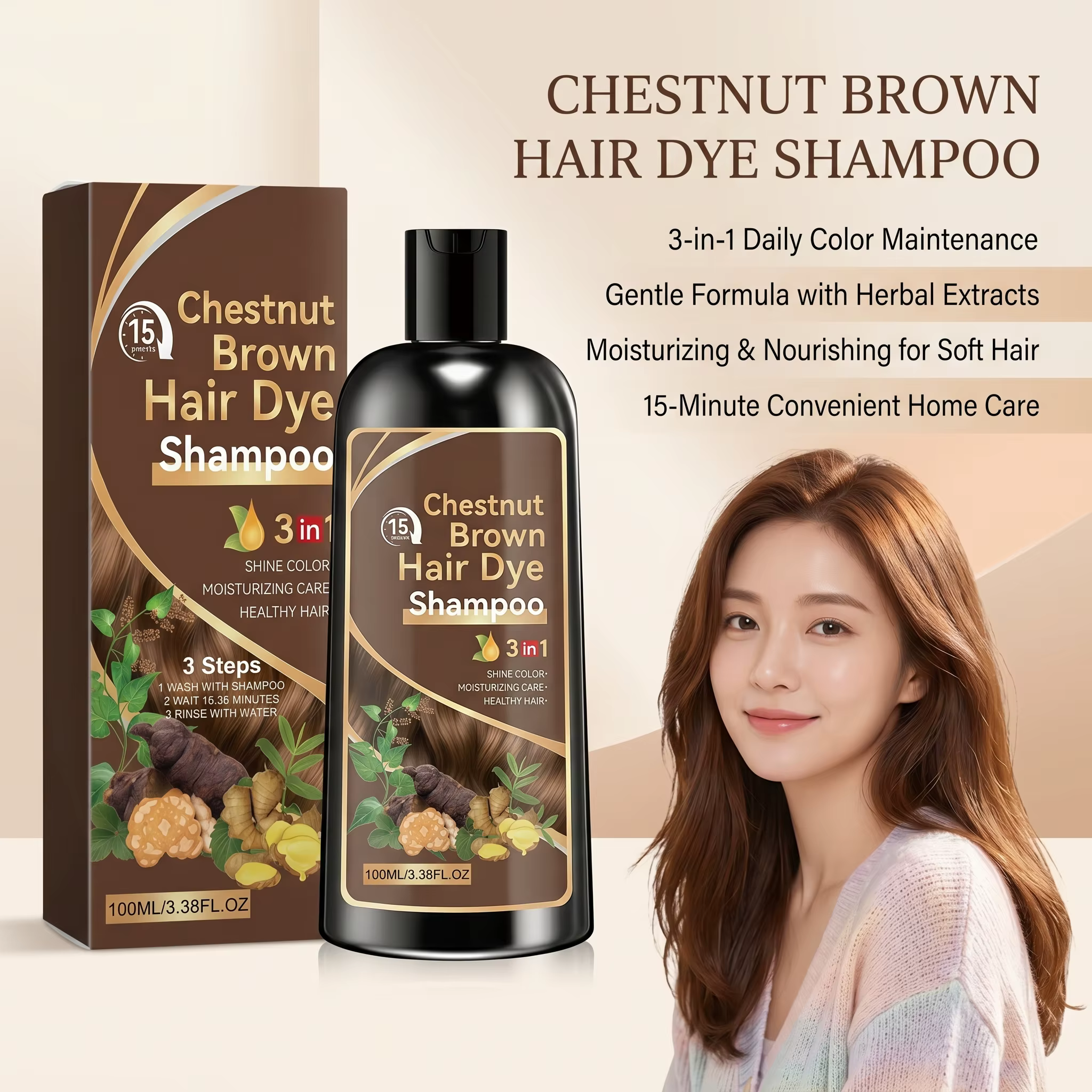 Shampoo colorant capillaire naturel à base de plantes