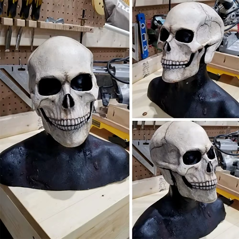 Masques de tête de mort réalistes pour adultes, masques qualifiée aux, équipement de sauna, bouche mobile, mâchoire, anime, casque d'horreur, anonyme, Halloween, carnaval, modules