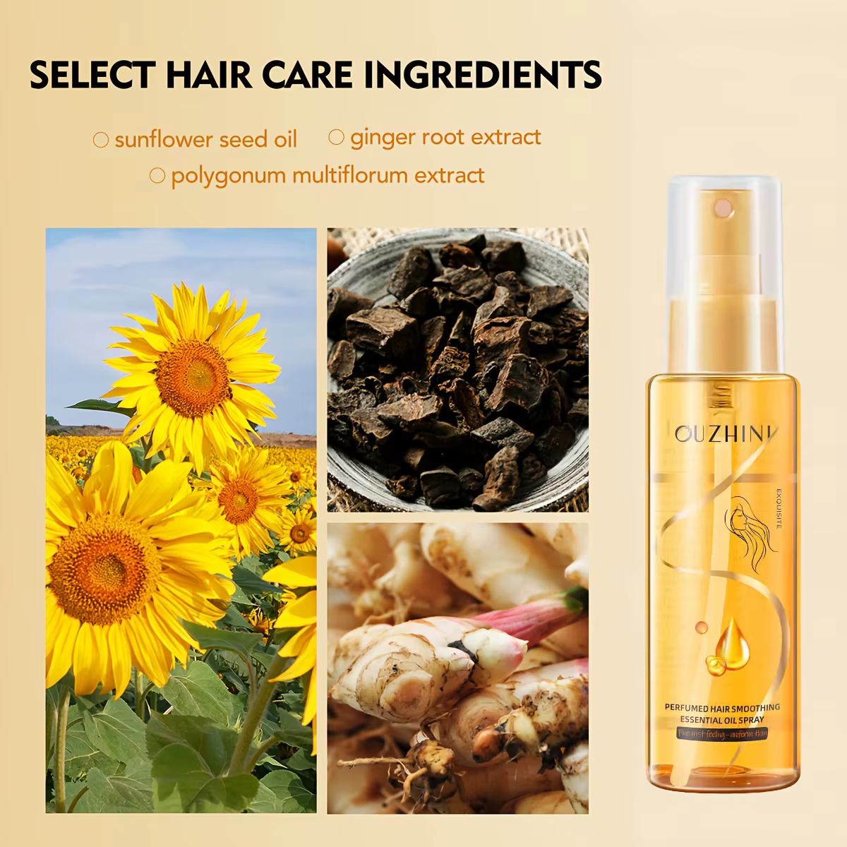 Spray d'huile essentielle parfumée pour les soins capillaires