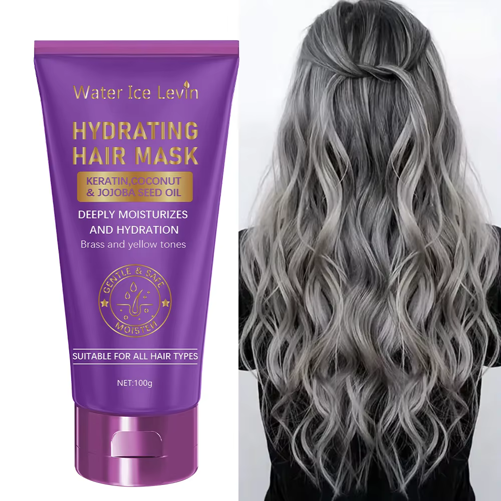 Masque capillaire violet à la kératine - Traitement revitalisant profond aux protéines violettes et bleues - Lotion