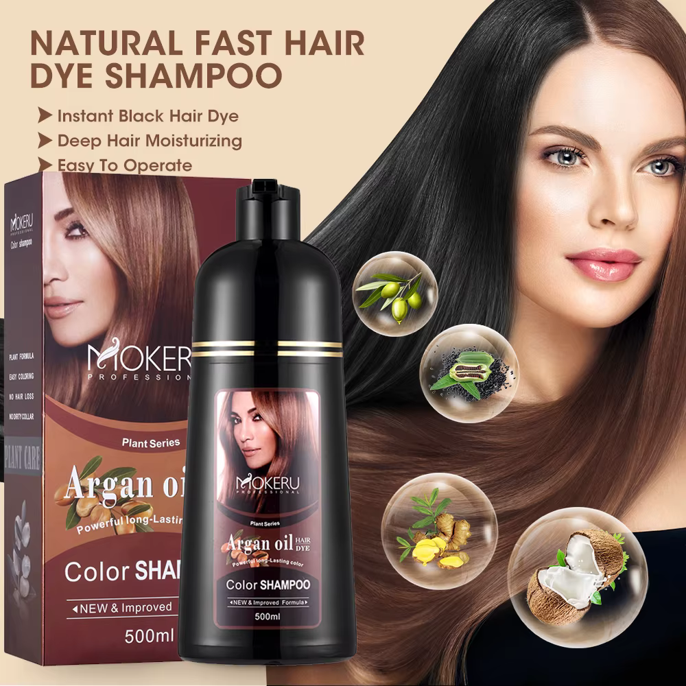 Mokeru-Shampoing à l'huile d'argan à coloration rapide naturelle
