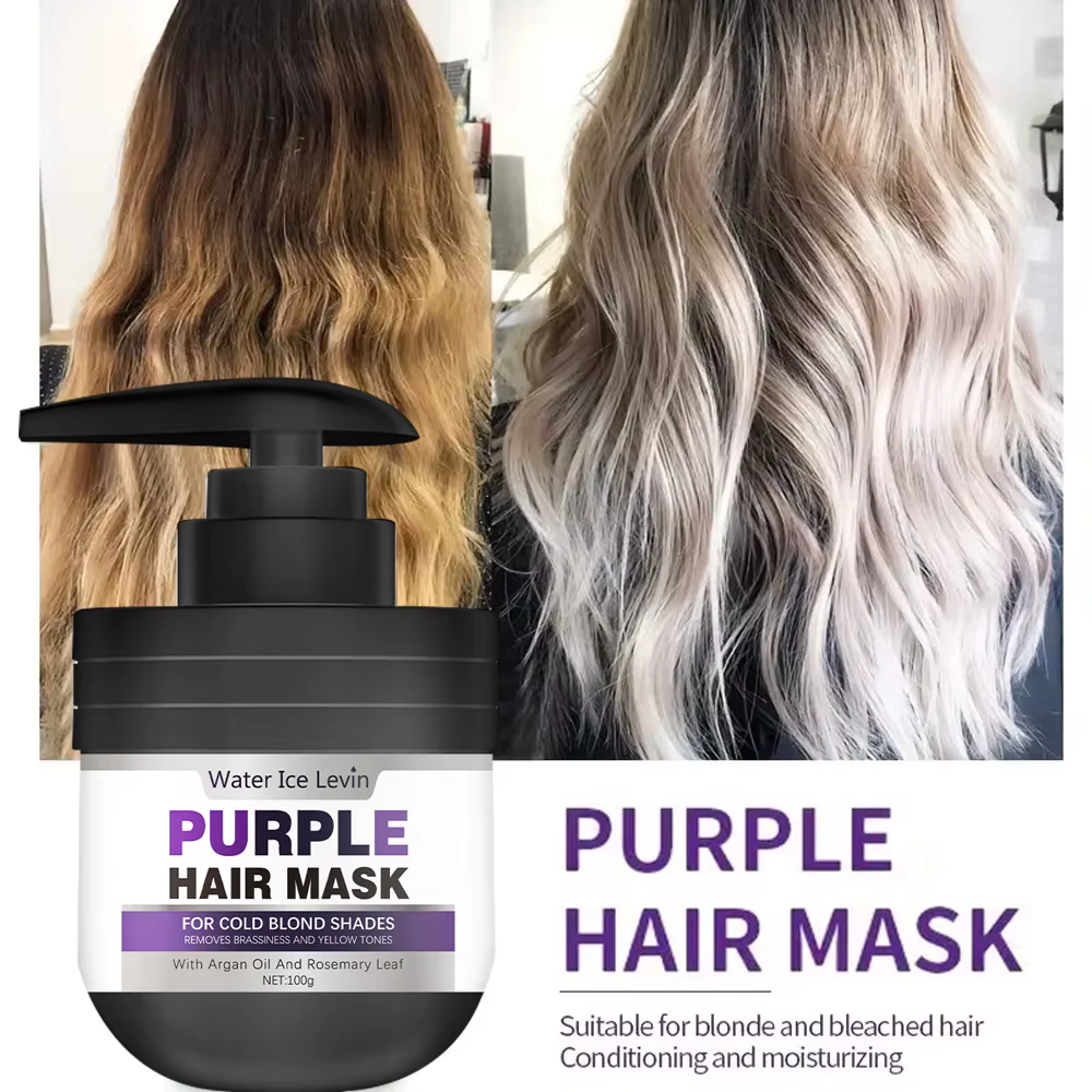Masque capillaire à la kératine violette réparateur pour cheveux endommagés maltés hydratant nourrissant