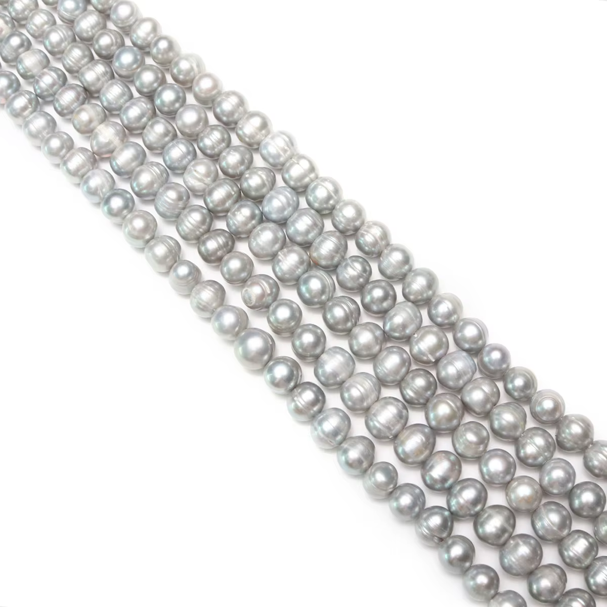 Perle d'eau douce naturelle de classe A, perles rondes grises en nacre, bijoux exécutifs, collier à faire soi-même, accessoires de bracelet, cadeau