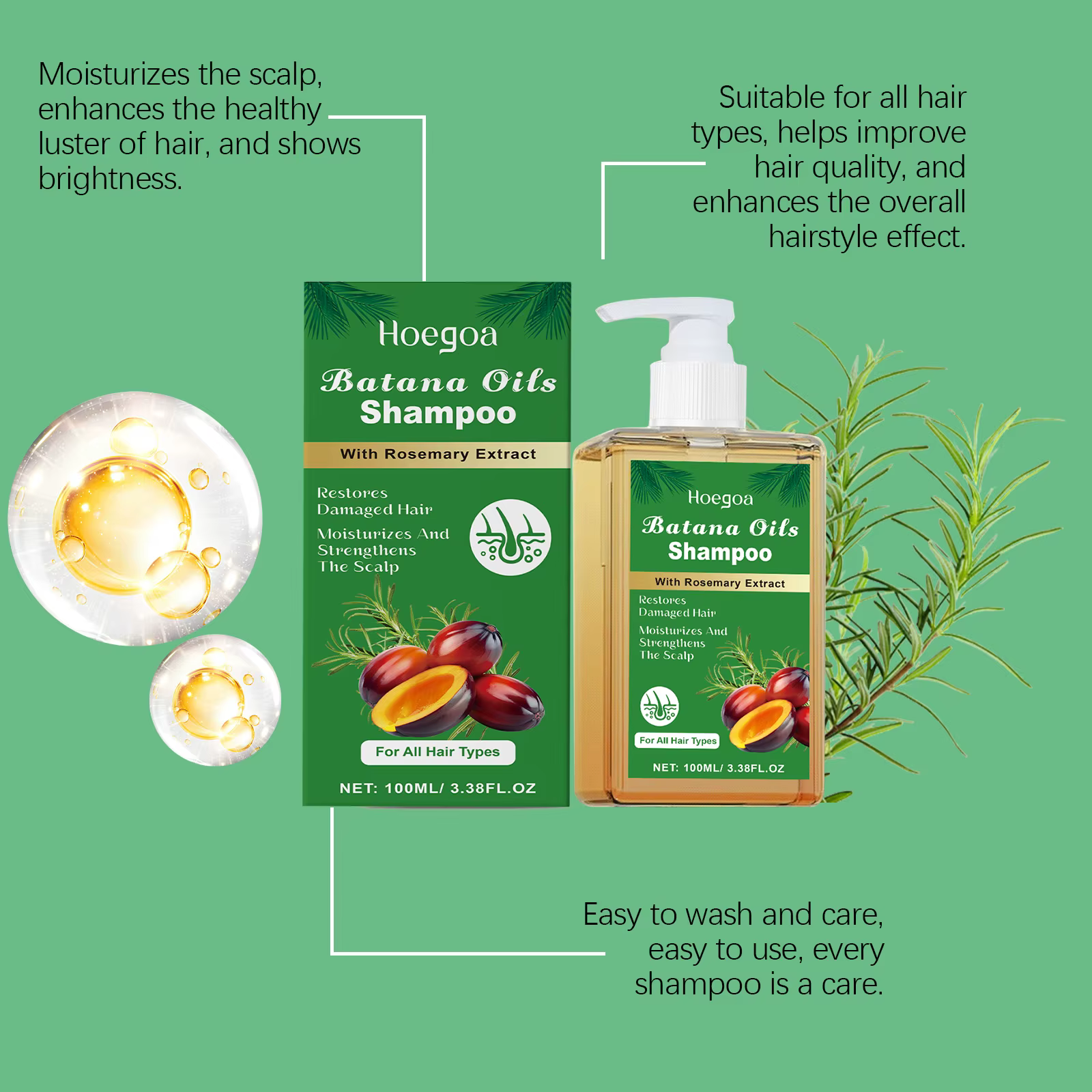 Shampoing de soin capillaire à l'huile de Batana et au romarin