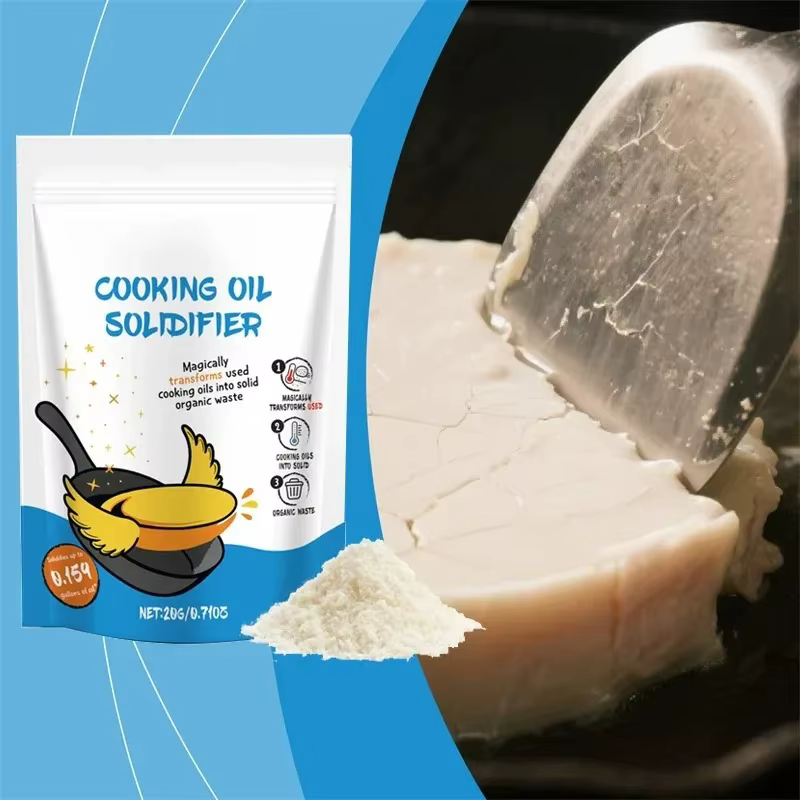Poudre solidifiante pour huile de cuisson naturelle, durcisseur pour graisse et huile de friture, solution de coagulation pour l'élimination facile des déchets d'huile végétale et de canola