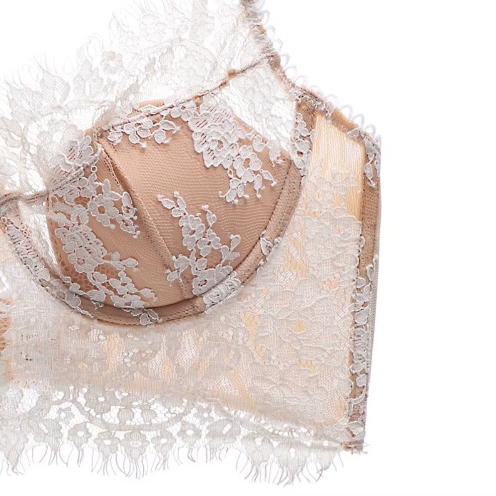 Soutien-gorge en dentelle ultra-mince pour femme, charmant soutien-gorge d'augmentation mammaire, pur désir, français, sexy, été