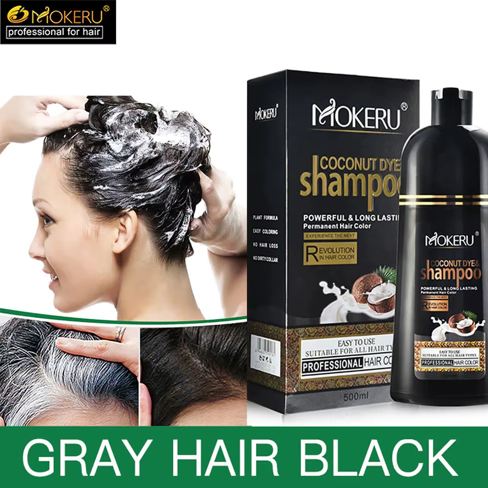 Mokeru 500ml huile d'argan à coloration rapide naturelle pour cheveux shampooing de couleur