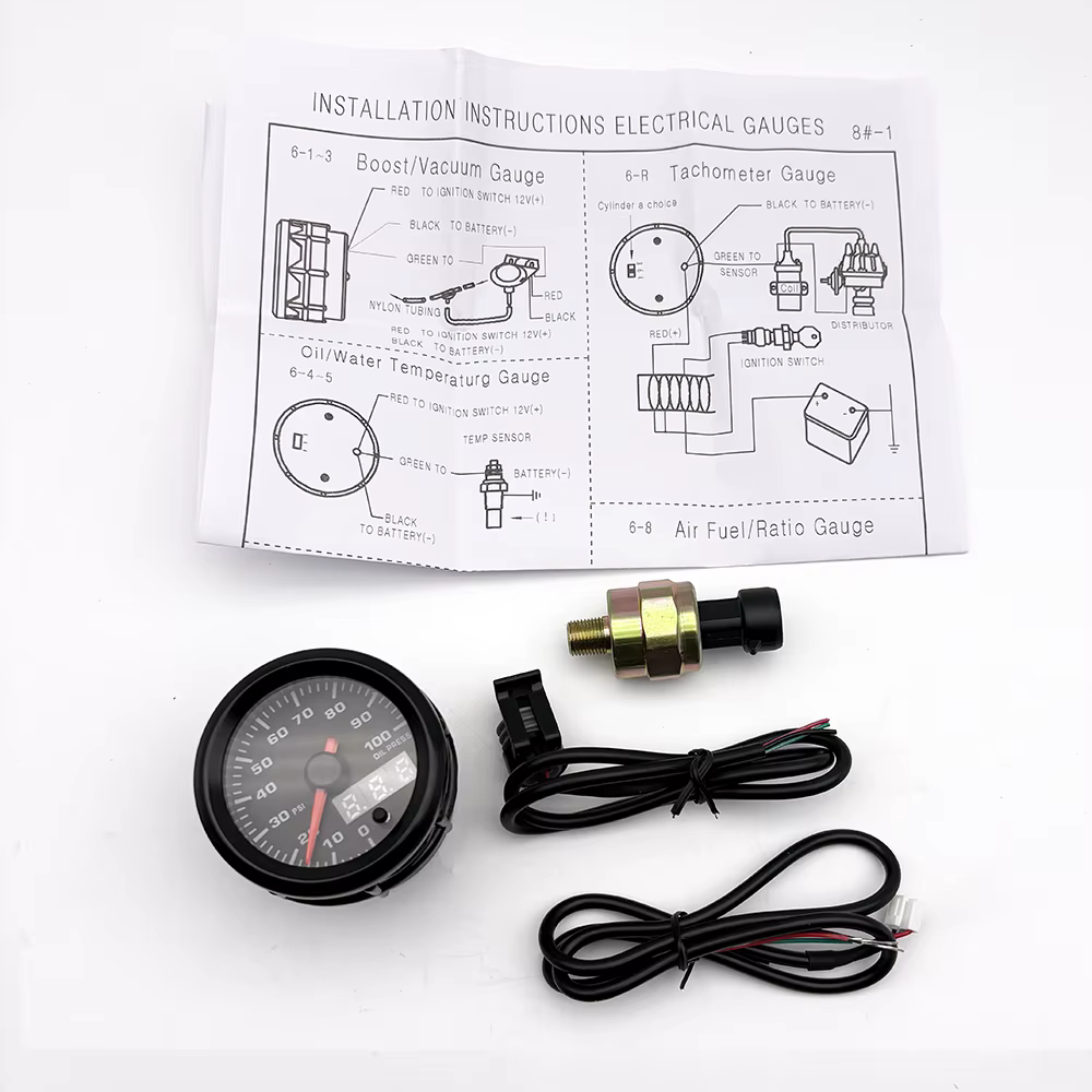 Manomètre d'huile intégré à affichage numérique LCD, pointeur de 2 pouces 12V 52MM avec sept Options de couleur pour la Modification du véhicule