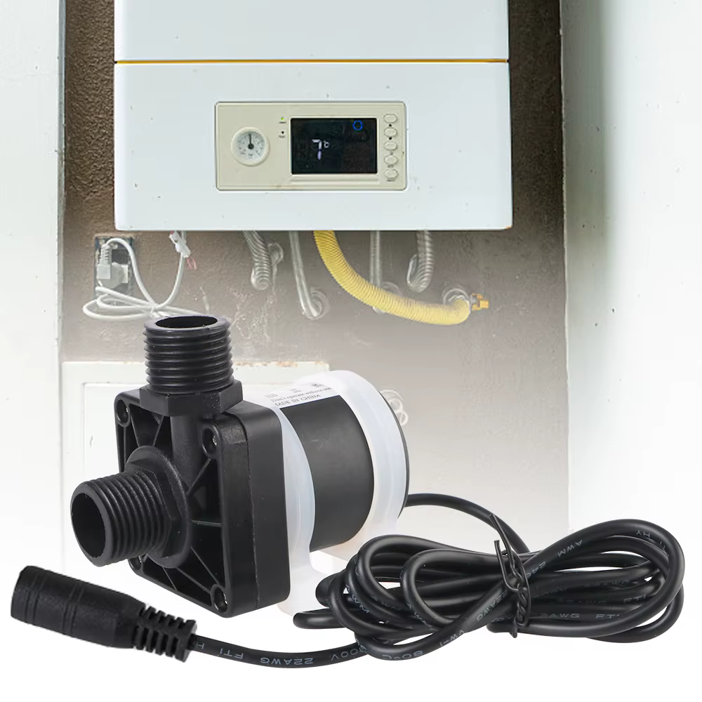 Silencieux 4 Points fileté chauffe-eau douche sol chauffage Booster pompe sans brosse moteur solaire pompe à eau DC 12 V 24 V IP68 prise américaine