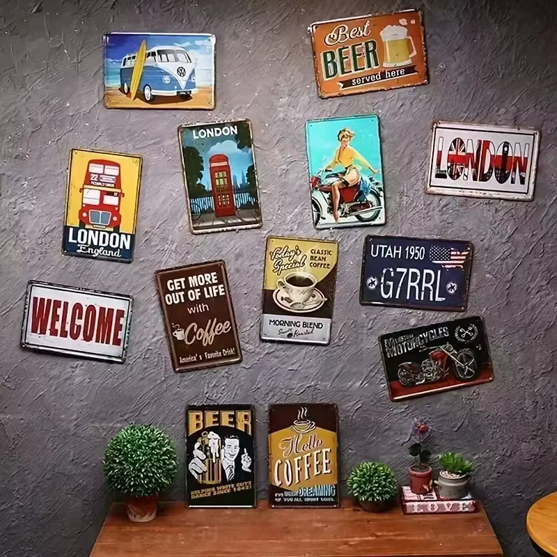Panneau de chasse vintage en métal, décoration murale pour maison en bois, cadeau pour homme, décoration métallique pistola, 8 x 12 pouces