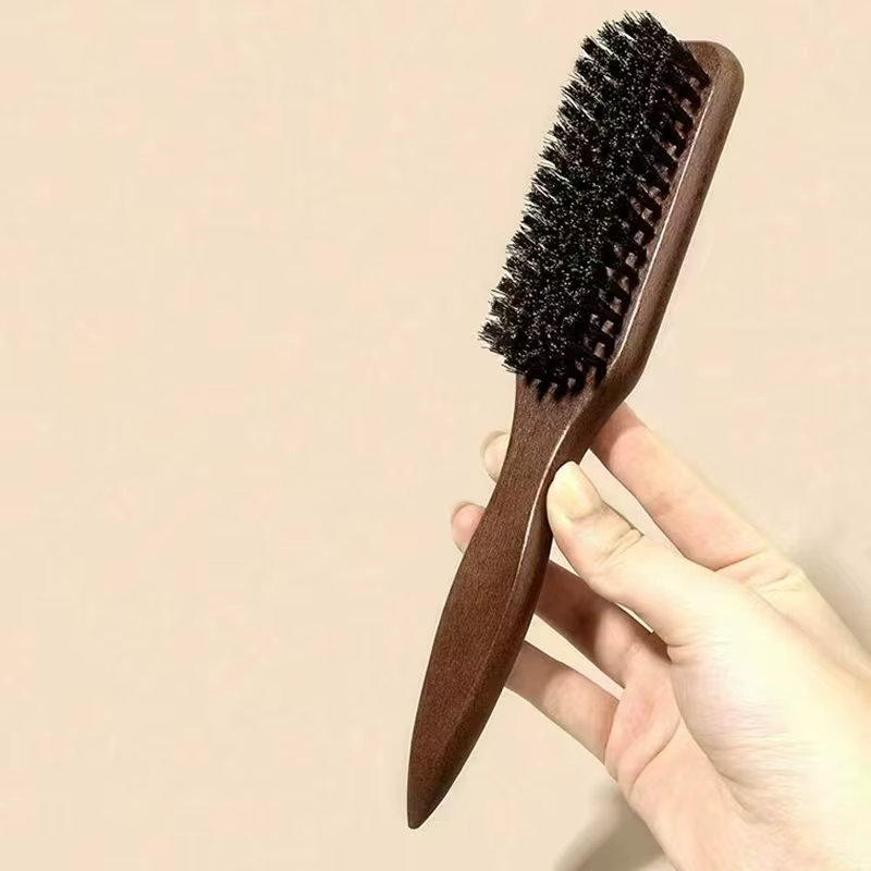 Brosse à cheveux en poils de sanglier (unisexe)-brosse à poils coiffants professionnelle sans parfum, adaptée aux cheveux épais/fins
