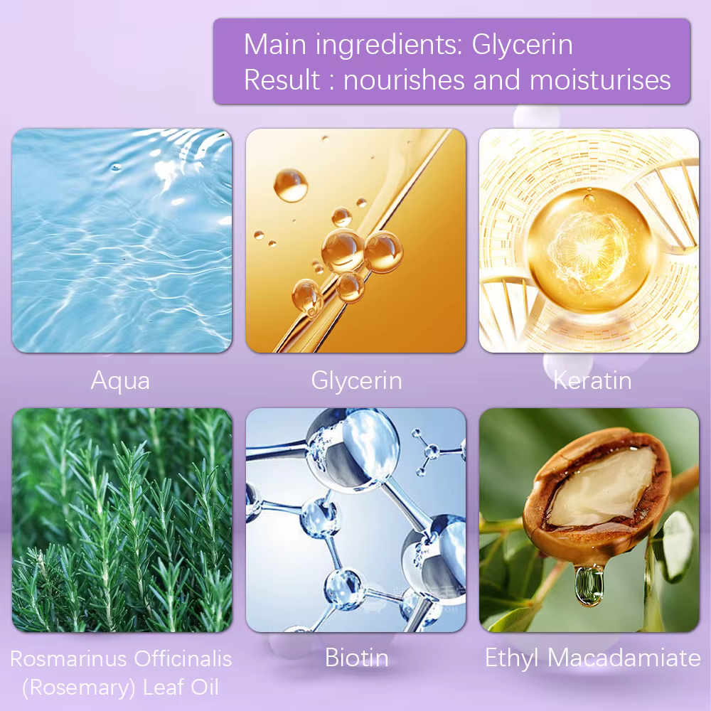Masque capillaire à la kératine violette réparateur pour cheveux endommagés maltés hydratant nourrissant