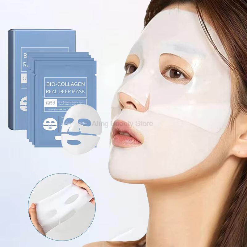 Masque de nuit hydratant en profondeur, absorbant, bio-collagène, anti-âge, raffermissant, nourrissant, éclaircissant, soin de la peau, 4/5 pièces