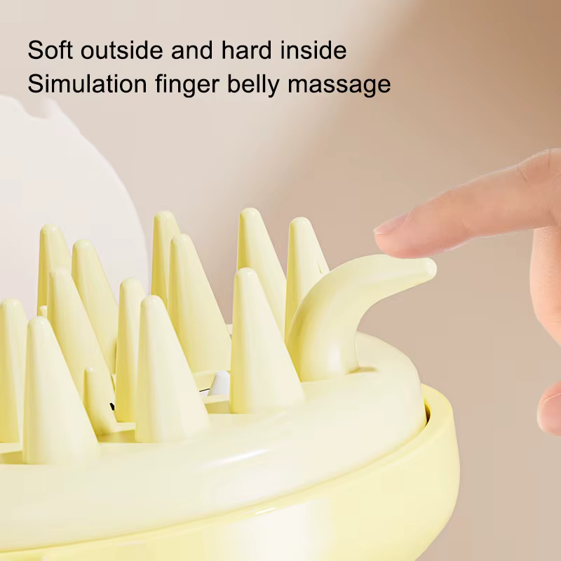 Shampoing en Silicone, masseur de cheveux du cuir chevelu avec distributeur de savon