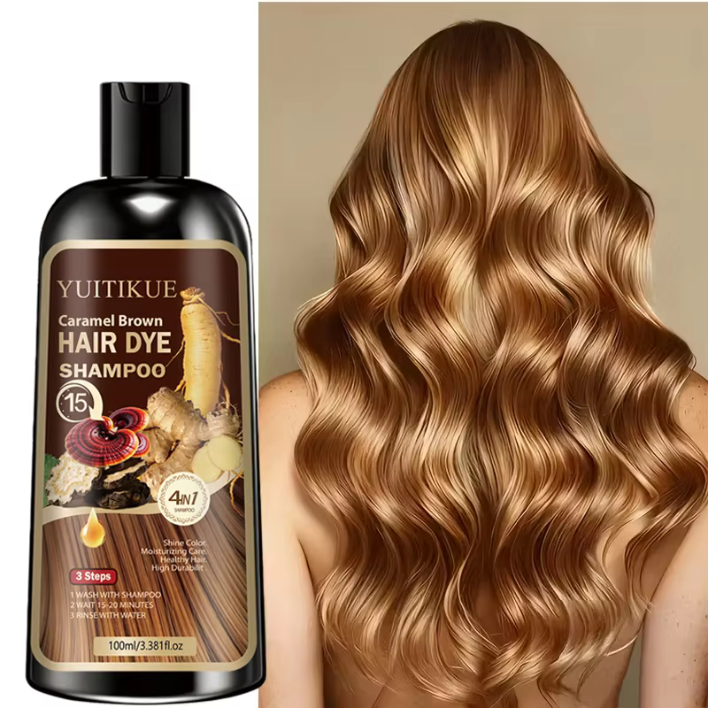 Shampoo colorant capillaire brun caramel YUITIKUE - Shampooing