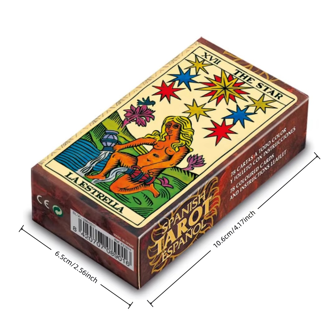 78 cartes classiques de tarot de Marseille, majeurs arcanes, thème étoile, version espagnole, jeu de société, ensemble de cartes de divination