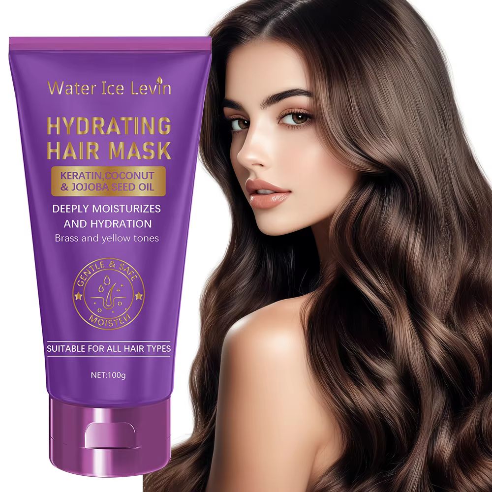 Masque capillaire violet à la kératine - Traitement revitalisant profond aux protéines violettes et bleues - Lotion