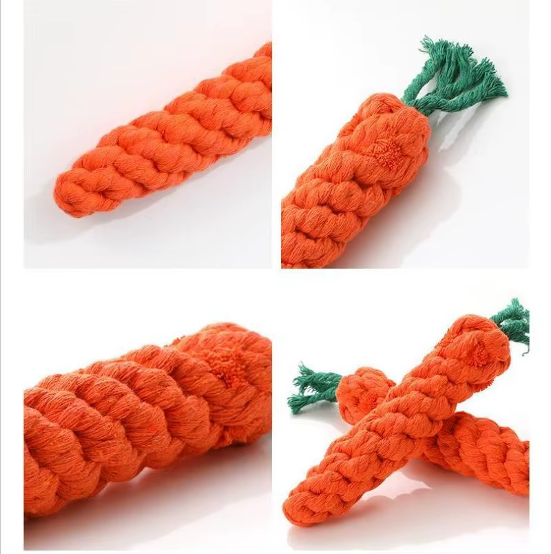 Jouet à nœud pour animaux de compagnie, 1 pièce, en forme de carotte pour chien et chat, jouets à mâcher, corde en coton, jouets d'intérieur pour chiens et chats, accessoires pour chiens