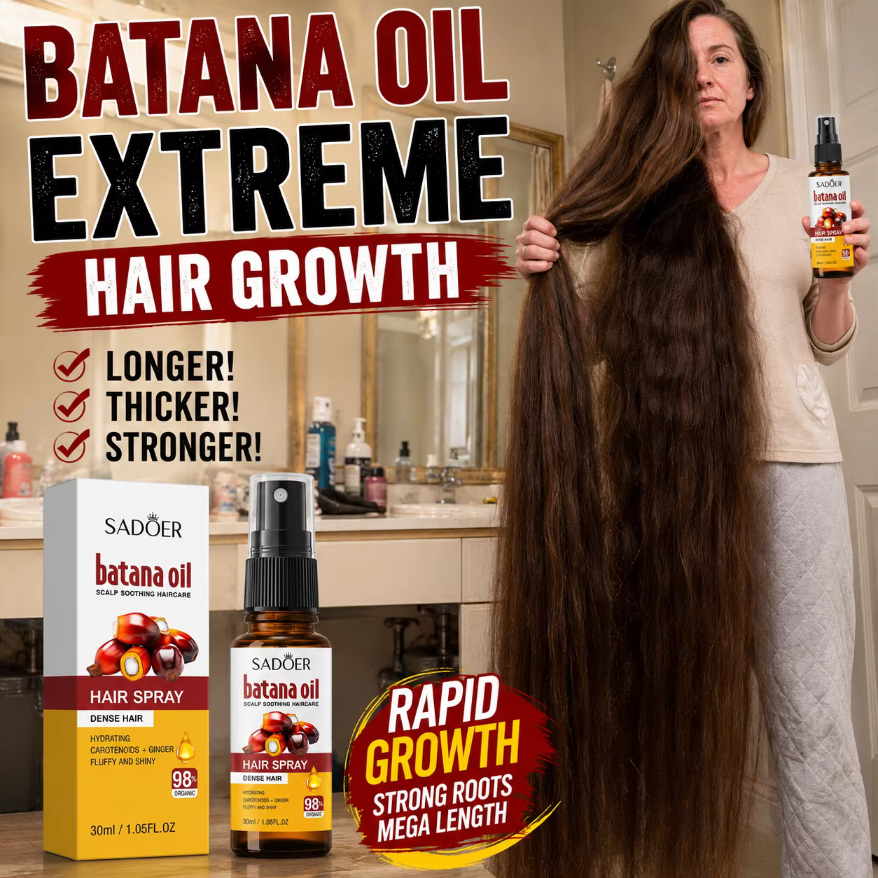 Spray de croissance des cheveux Batana Anti chute
