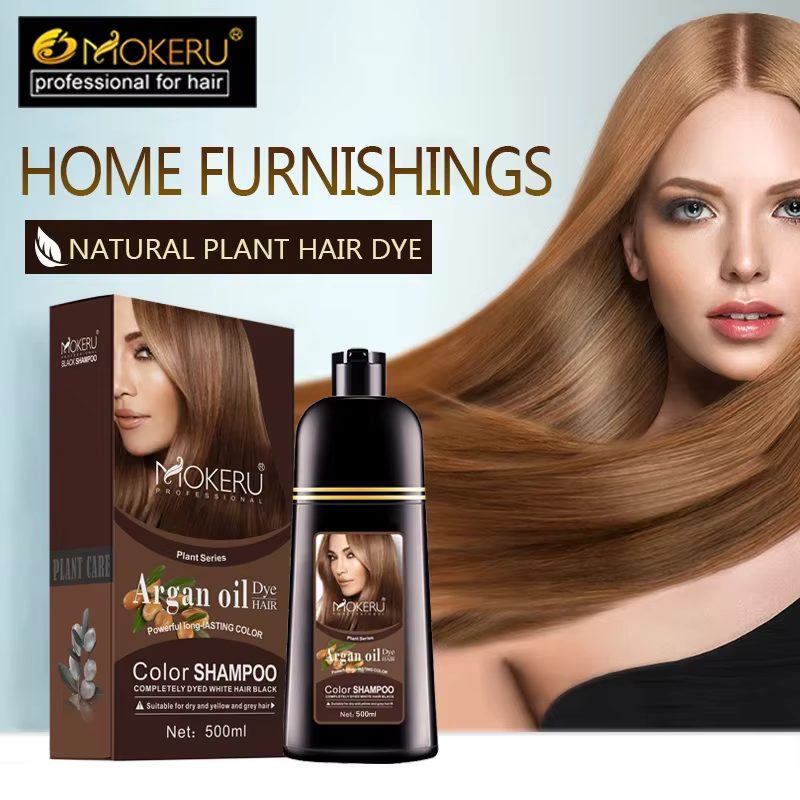 Mokeru Shampooing Colorant Permanent Naturel Bio pour Cheveux Bruns