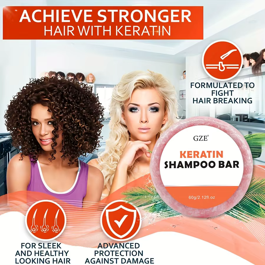 Savon en barre de shampoing à la kératine – Épaississement en salon pour cheveux secs