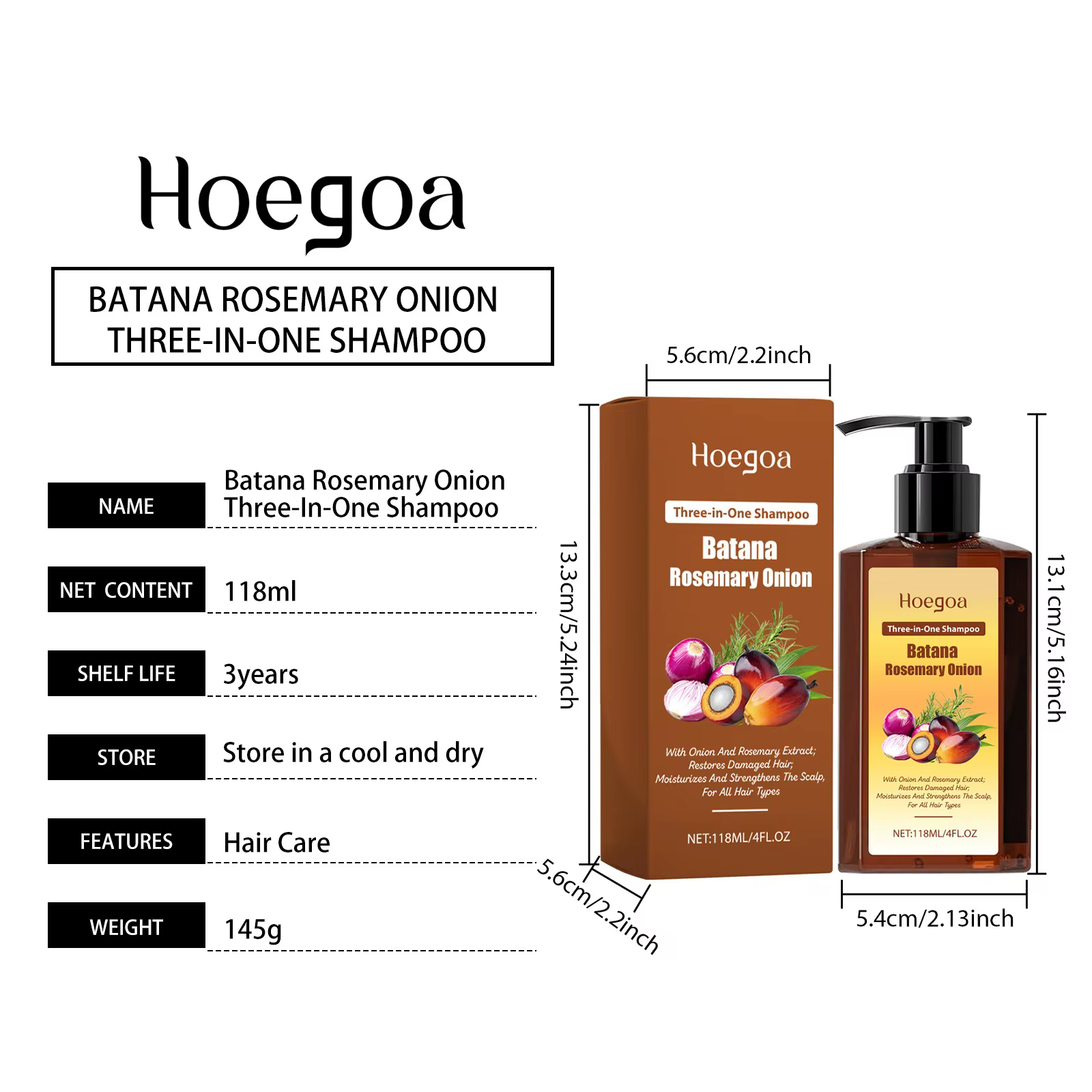 Batana – shampoing au romarin et à l'oignon 3 en 1