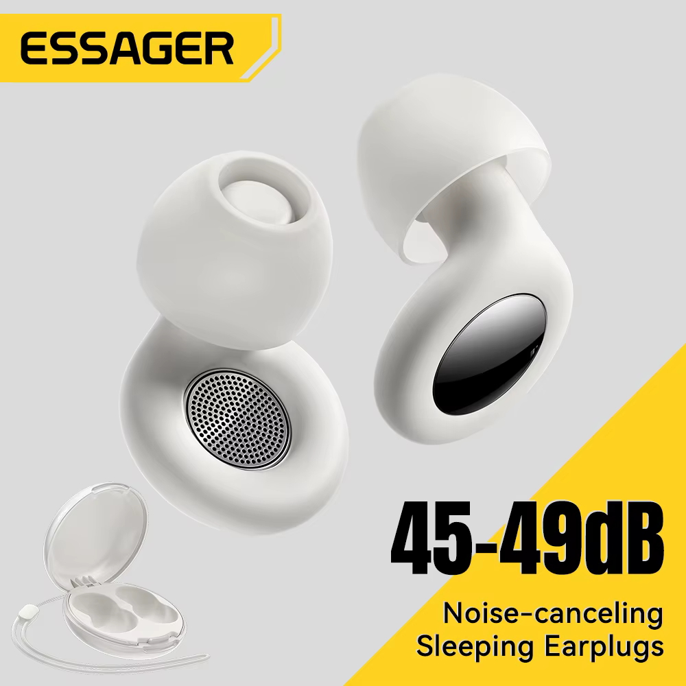 ESSAGER Bouchons d'oreille antibruit pour dormir Bouchons d'oreilles de sommeil en silicone souple Écouteurs à réduction de bruit pour le sommeil Travail Étude Voyage