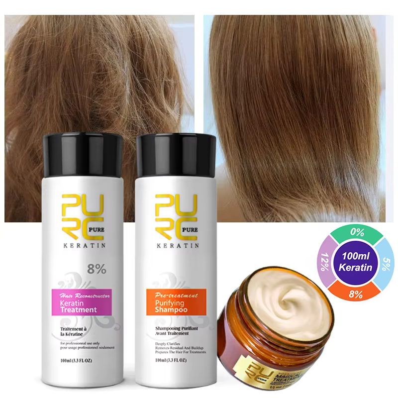 PURC professionnel traitement des cheveux à la kératine crème lissante