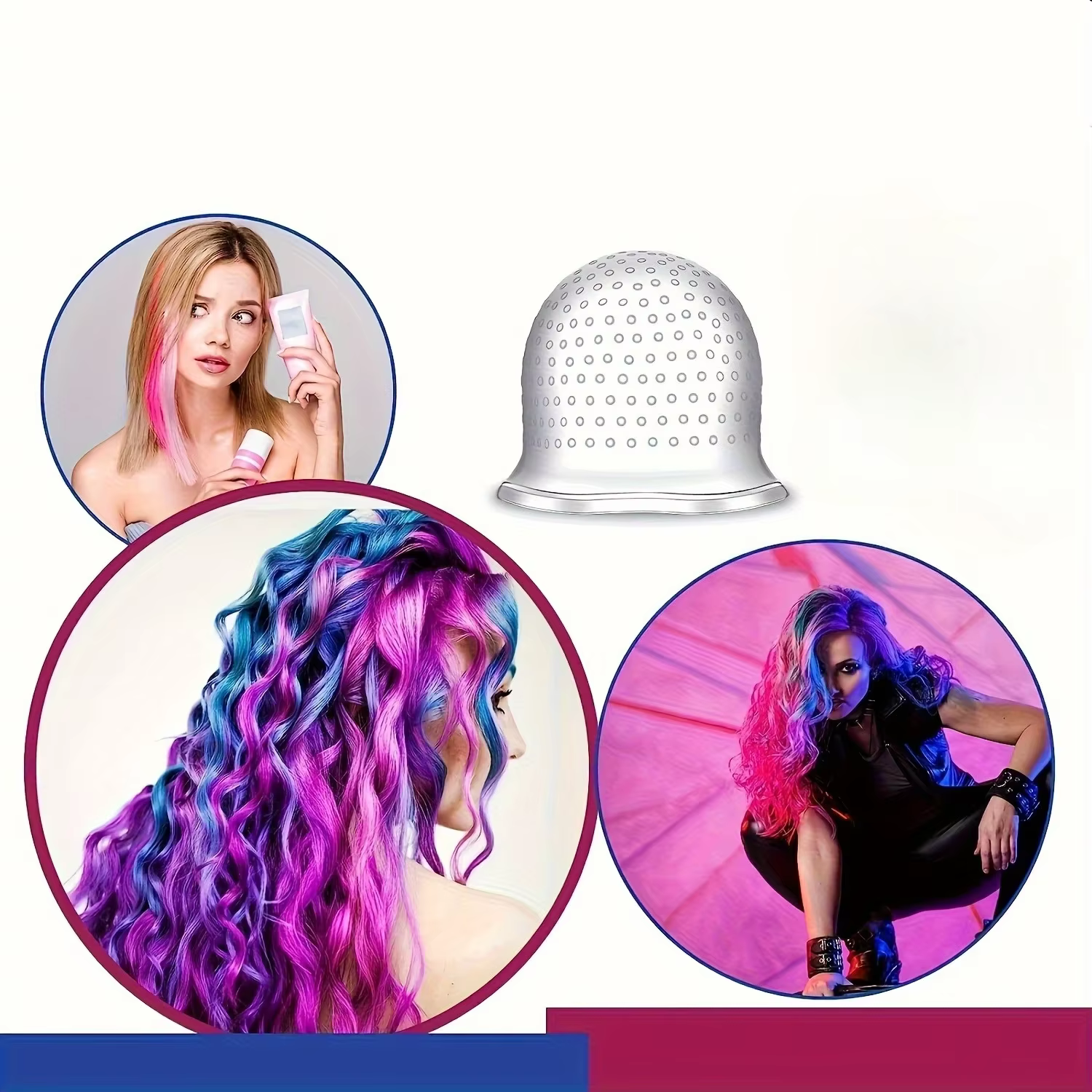 [Kit de coloration capillaire] Casque de coloration et de mèches avec crochet, gants de coloration capillaire, kit de coiffure réutilisable