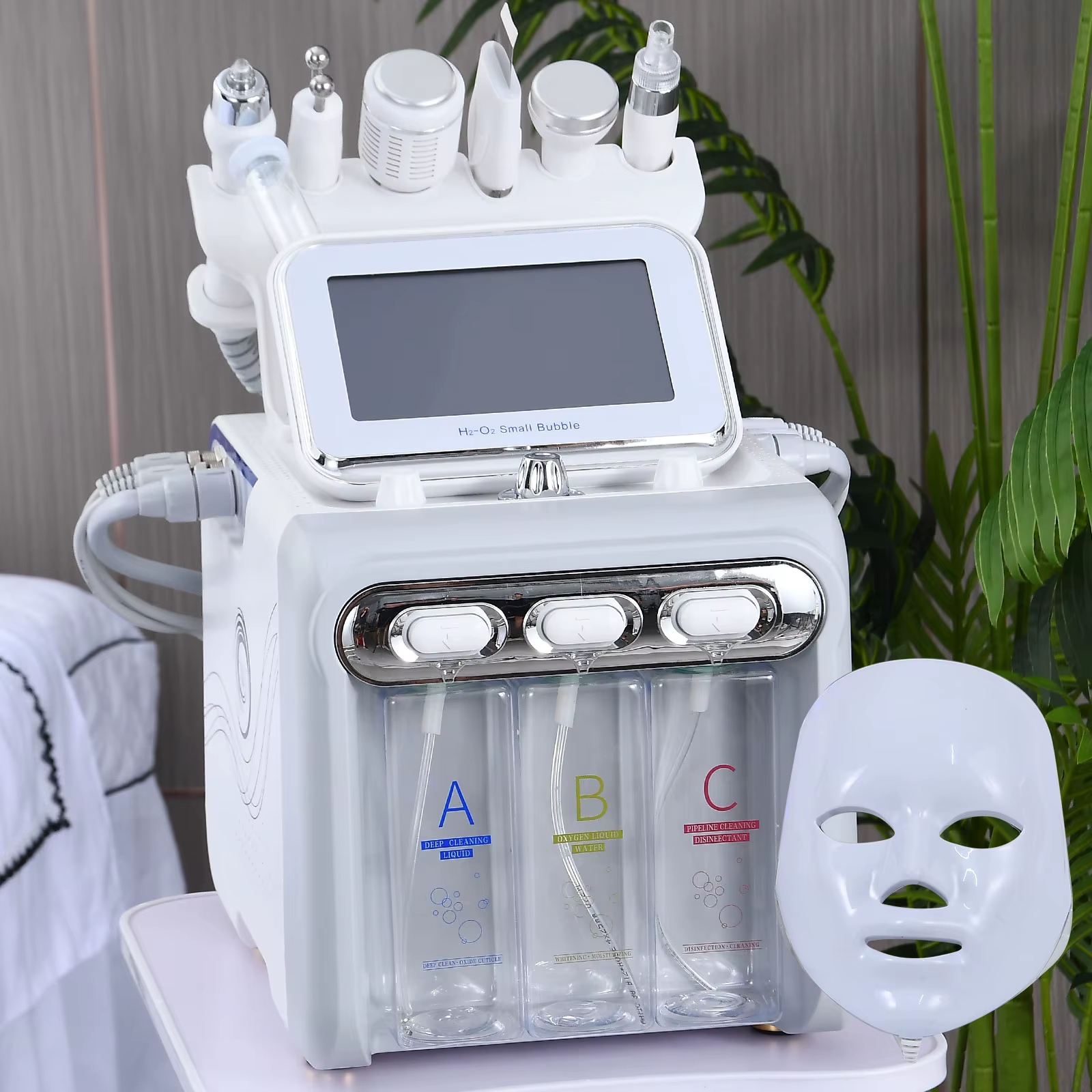 Appareil de nettoyage de la peau et d'élimination des points noirs 7 en 1 H2O2, machine de beauté pour le nettoyage de la peau, hydrofacial, machine faciale, peeling aquatique