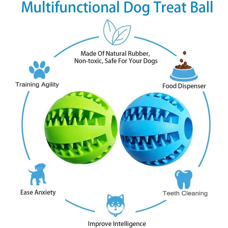 Boule de jouet pour chien, boules en caoutchouc interactives, jouets à mâcher pour chiot, boule de nettoyage des dents pour animaux de compagnie, mangeoire de friandises alimentaires pour chats et ani