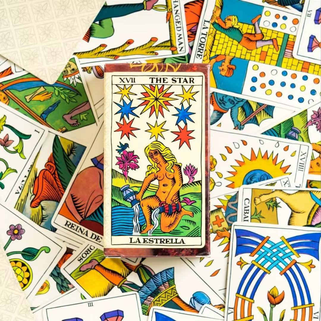 78 cartes classiques de tarot de Marseille, majeurs arcanes, thème étoile, version espagnole, jeu de société, ensemble de cartes de divination