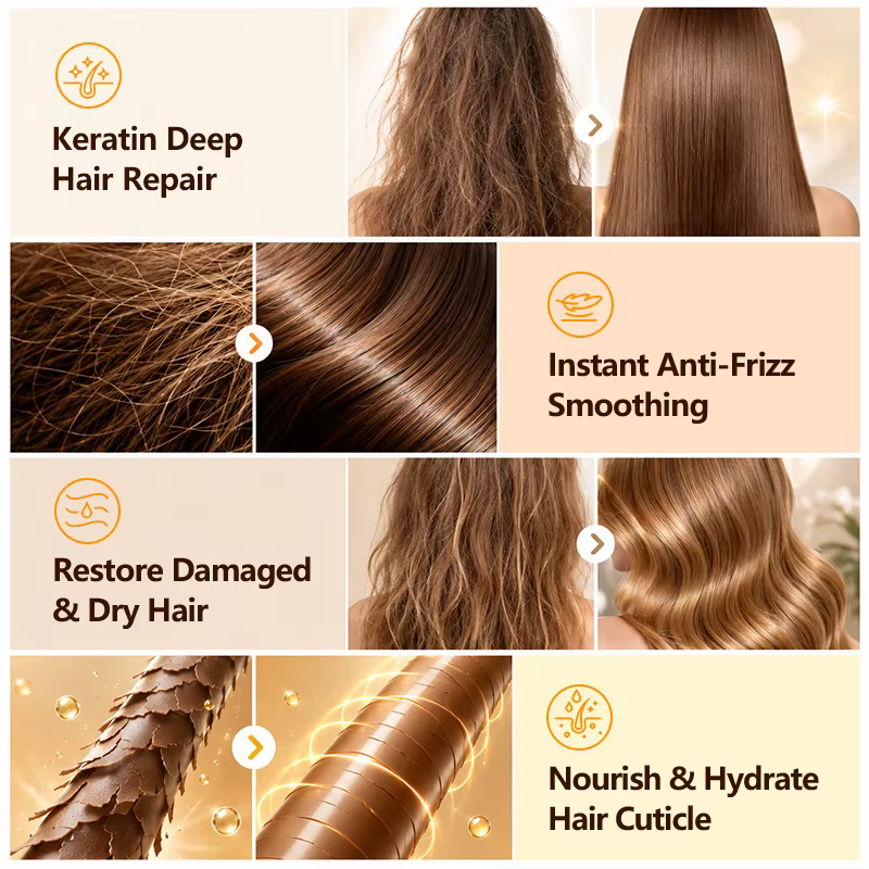 Traitement capillaire à la kératine brésilienne PURC pour cheveux bouclés abîmés