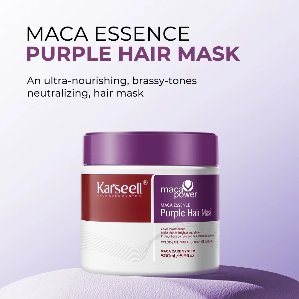Karseell masque capillaire violet 100 ml/500 ml professionnel neutralise les tons jaunes en laiton pour cheveux blonds gris argenté mis en évidence