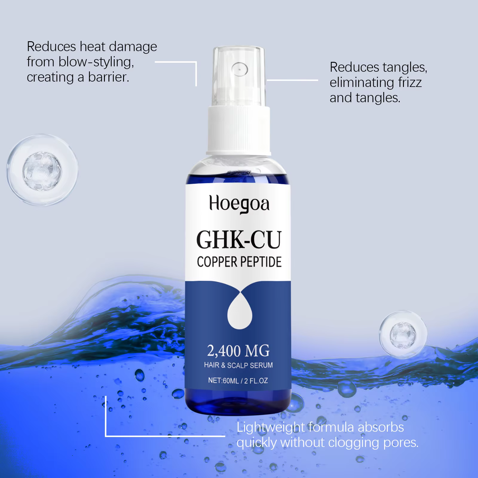 Sérum capillaire à base de peptides de cuivre