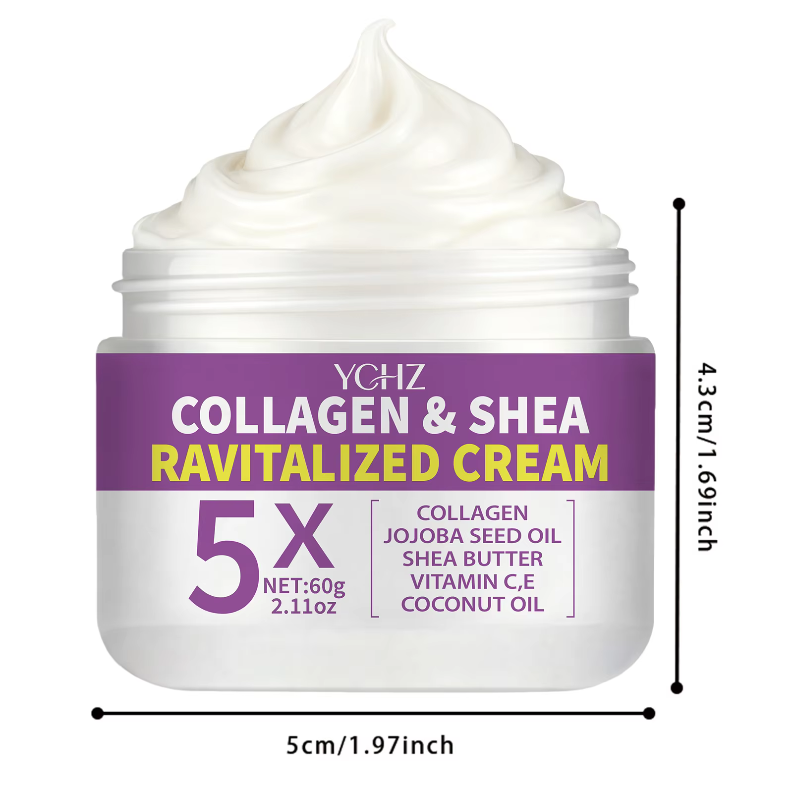 Crème raffermissante au collagène, riche en huile de jojoba, vitamines C et E, huile de noix de coco, idéale pour les cuisses, les fesses, les bras et l'abdomen