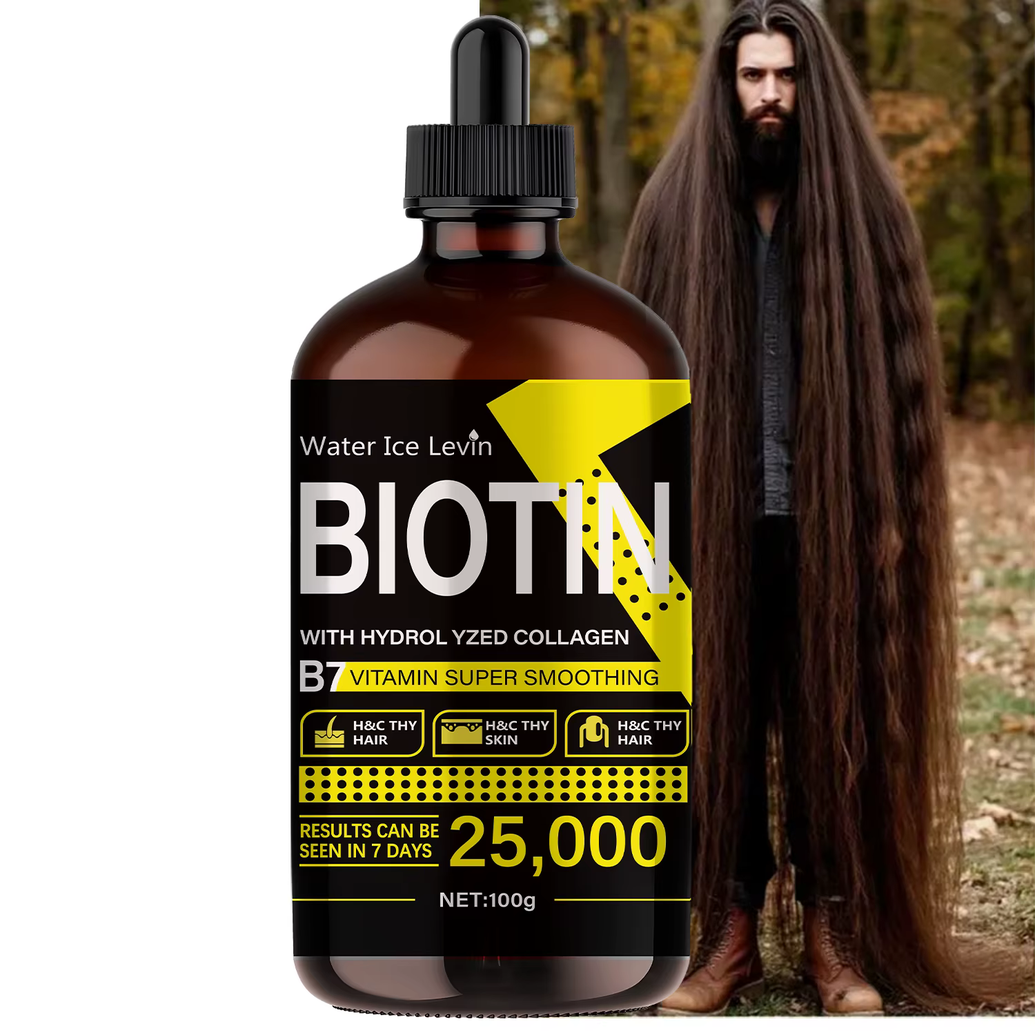 Huile capillaire à la biotine - Vitamines liquides pures pour les soins des cheveux