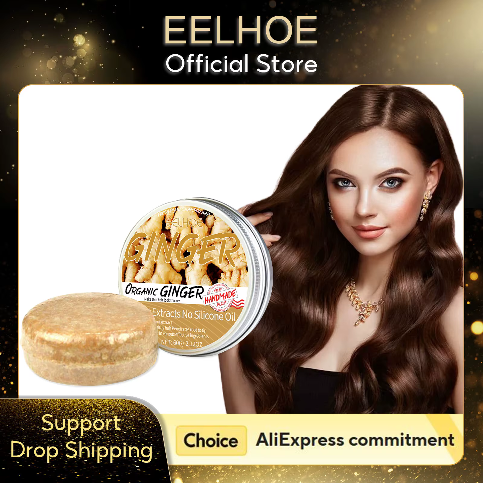 EELHOE gingembre savon shampooing pour assombrir les cheveux renforcement naturel Polygonum Anti perte