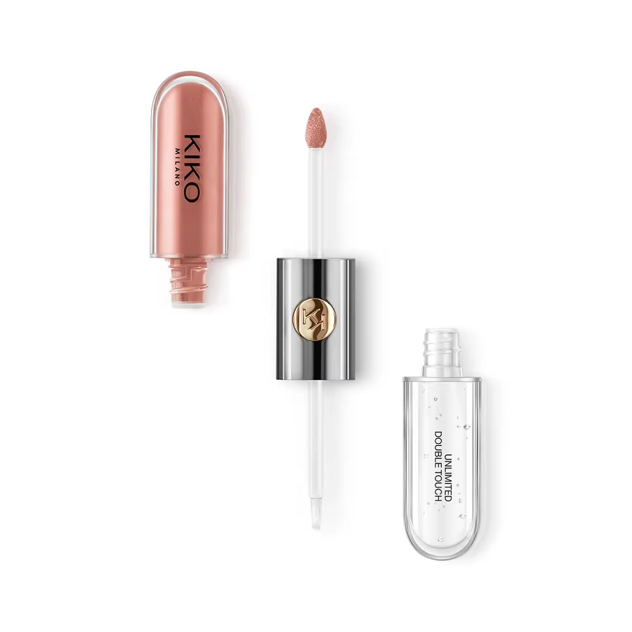 Nouveau Rouge à Lèvres Double Embout Kiko, Gloss Transparent Effet Miroir, Huile à Lèvres Longue Tenue, Gloss Riche et Sexy, Teinte Lait Thé Pâte de Haricot, Maquillage Naturel