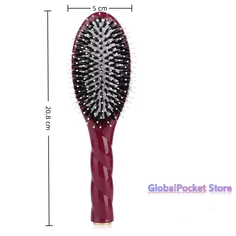 [TG823] 1 pièce Brosse à cheveux en poils de sanglier à picots pour démêler les cheveux bouclés, avec pointes massantes du cuir chevelu, réduit la casse pour tous types de cheveux