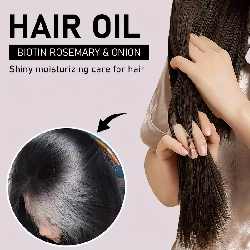 Huile capillaire à la biotine avec romarin et oignon - Hydrate les cheveux secs