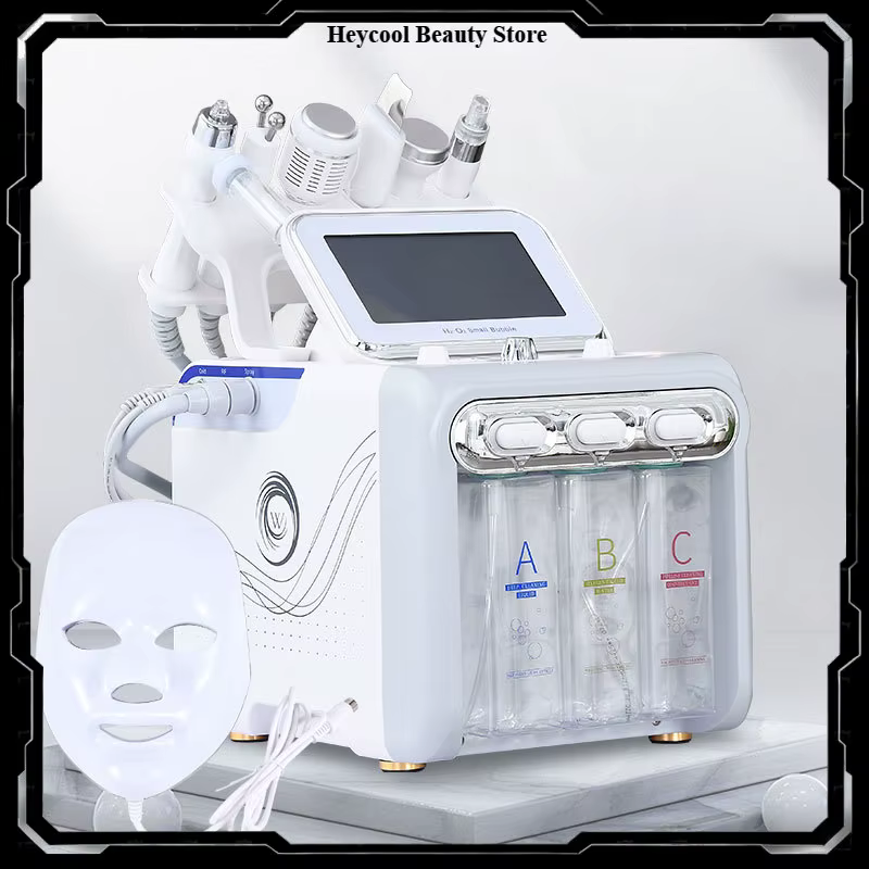 Appareil de nettoyage de la peau et d'élimination des points noirs 7 en 1 H2O2, machine de beauté pour le nettoyage de la peau, hydrofacial, machine faciale, peeling aquatique