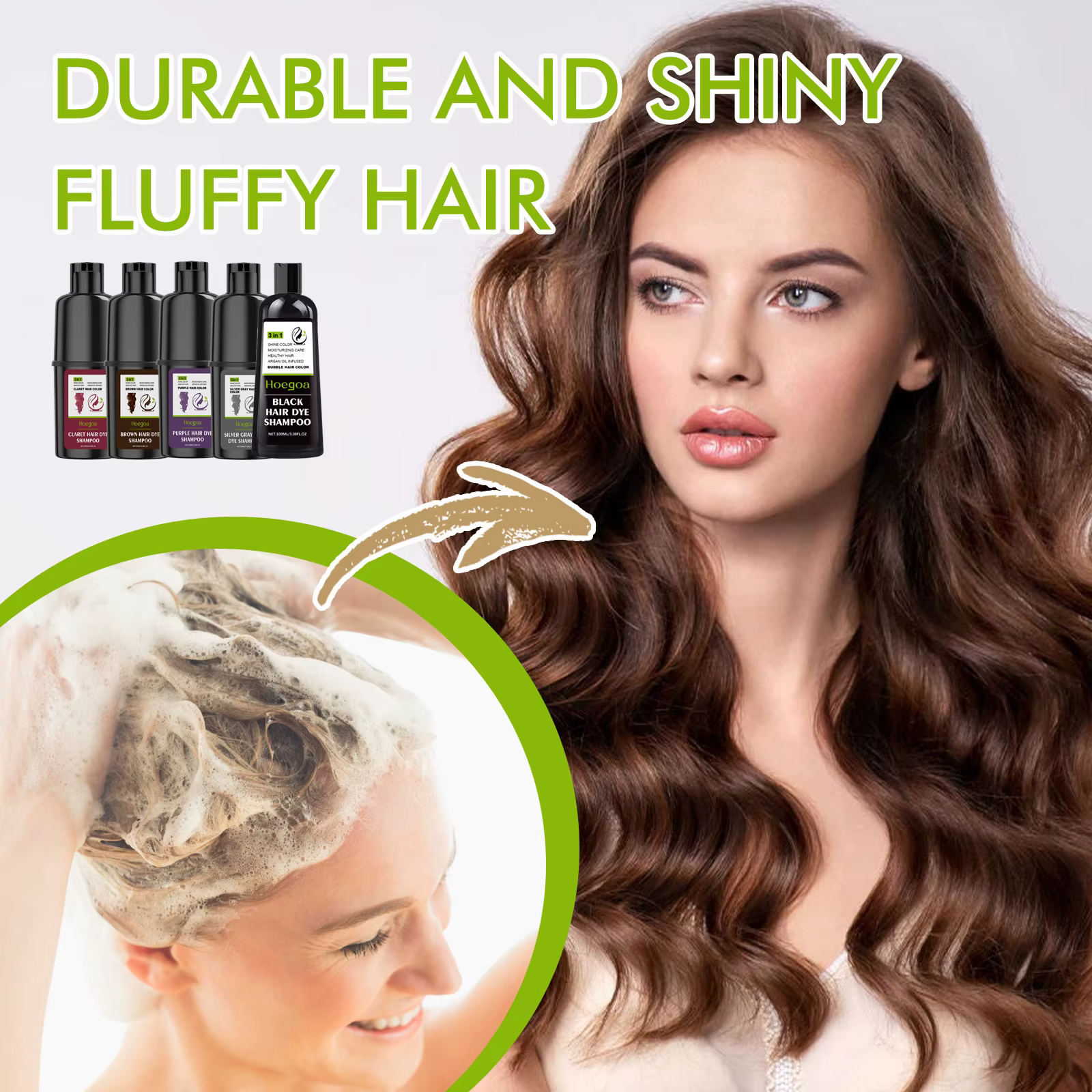 Shampooing de coloration des cheveux 3 en 1 pour hommes et femmes