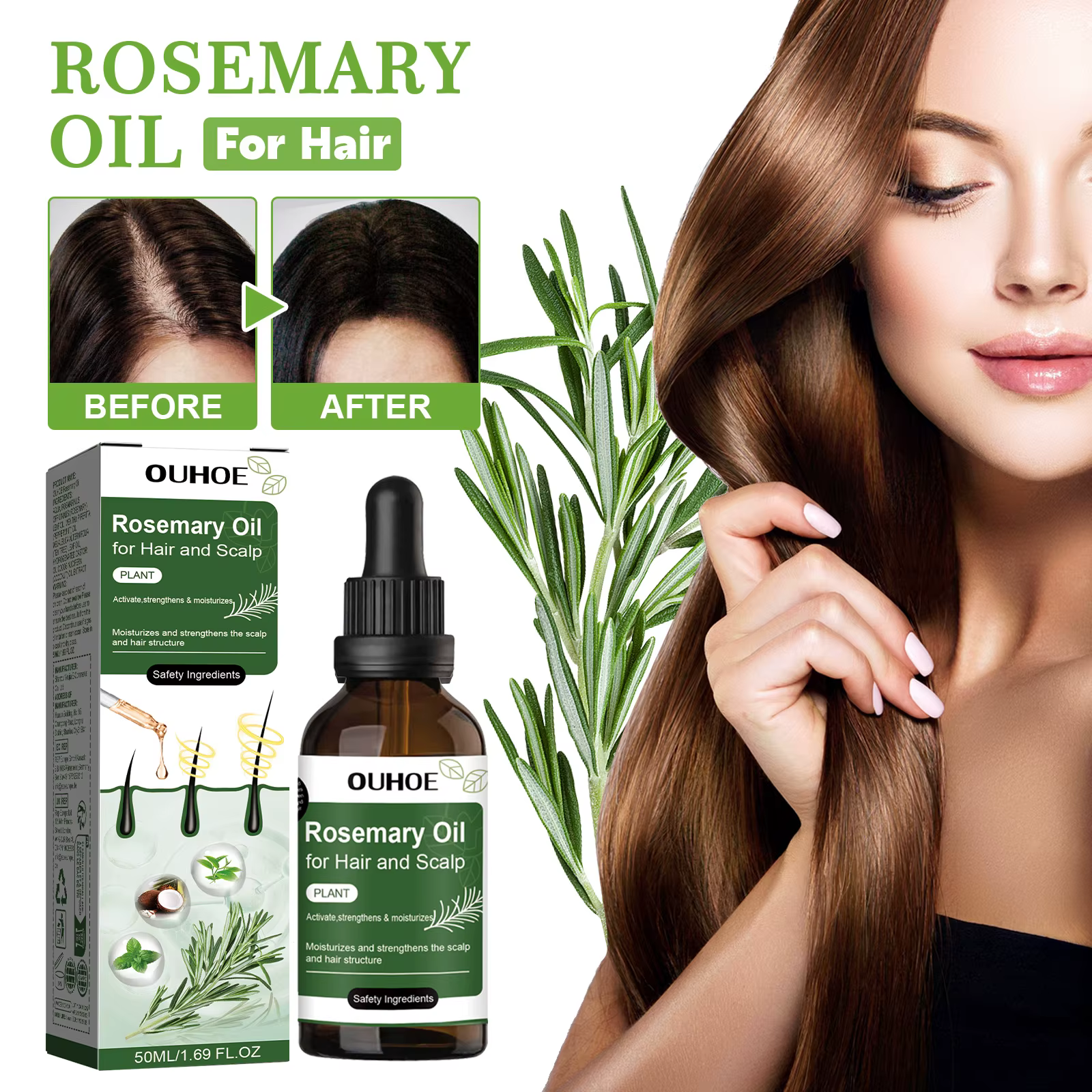 OUHOE soin des cheveux huile de romarin Essence