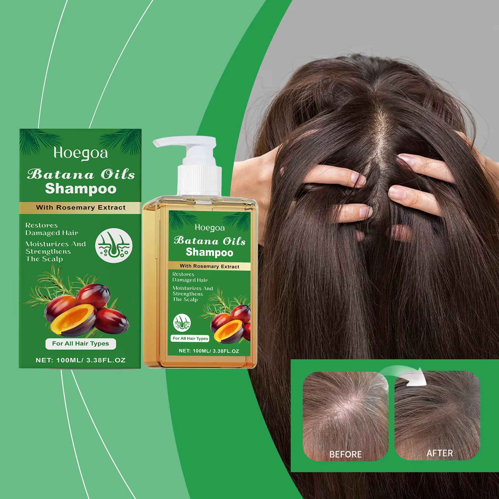 Shampoing de soin capillaire à l'huile de Batana et au romarin