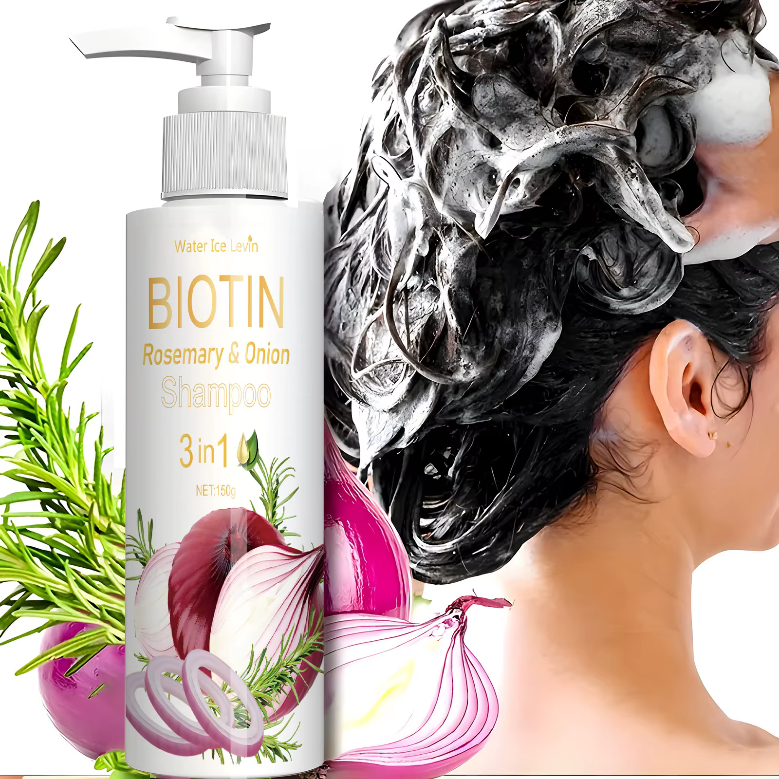Shampoing à l'oignon au romarin et à la biotine