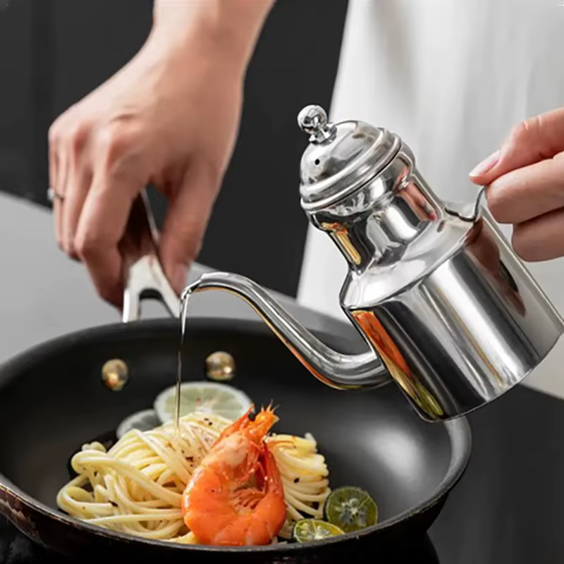 Distributeur d'huile d'olive en acier inoxydable, bouteille de 310ml/500ml, Pot d'huile verseuse sans goutte, récipient de stockage pour salade et cuisine